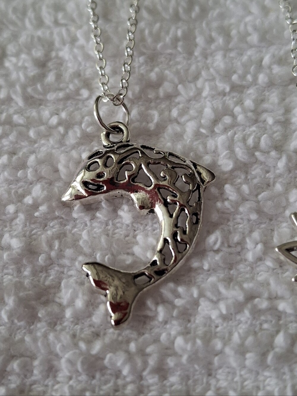 Silver Dolphin Pendant With 18" Necklace - Elegant Dolphin Charm